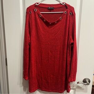 LILY MORGAN Red Black Heather Tunic Women’s Size 1X.